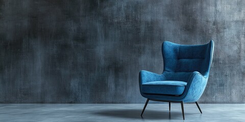 Wall Mural - Blue Chair on Gray Wall