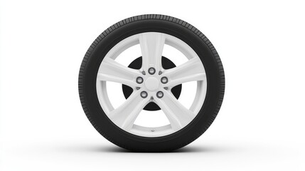 Poster - White Alloy Wheel with Tire on White Background for Automotive Use