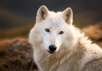 Wall Mural - adult arctic wolf in natural habitat