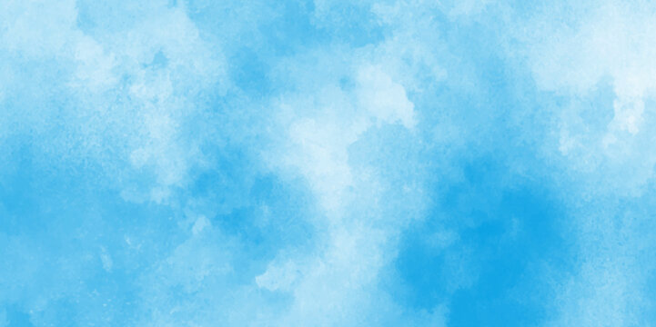 abstract blue watercolor background with colors .Watercolor paper textured aquarelle canvas for modern creative design,Background with clouds on blue sky.