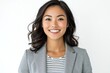 © Ganesha88 - Young Japanese woman in business casual attire, smiling and looking directly at the camera with confidence against  Portrait of a professional office worker  confident young entrepreneur on isolated