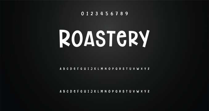 Modern playful alphabet letter and number set. funky font or typography. Vector bold font for poster, flyer, book cover, greeting card, product packaging, graphic print, etc.