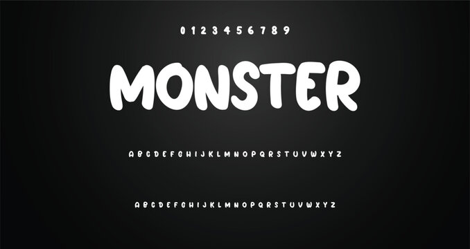 Modern playful alphabet letter and number set. funky font or typography. Vector bold font for poster, flyer, book cover, greeting card, product packaging, graphic print, etc.