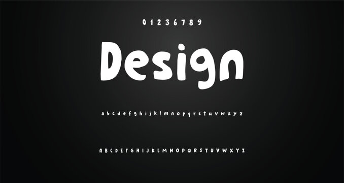 Modern playful alphabet letter and number set. funky font or typography. Vector bold font for poster, flyer, book cover, greeting card, product packaging, graphic print, etc.