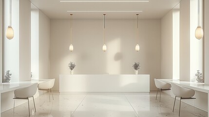 Poster - White office, minimal, clean, white cream wall.