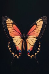 Wall Mural - Butterfly on black background