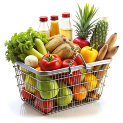 Canvas Print - shopping basket with groceries