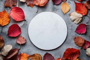 Sticker - Autumn leaf arrangement on white plate