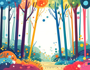 Sticker - Colorful Trees in the Forest