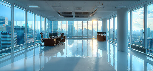 Aufkleber - A very nice modern office space with a lot of glass windows.