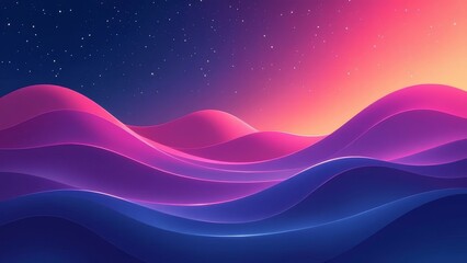 Poster - A beautiful mountain range with a pink sky and a large moon in the background