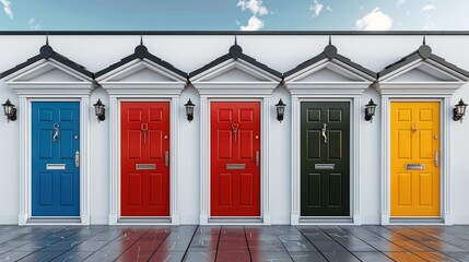 Aufkleber - A set of UPVC house front Doors on a white background. The doors will have different colors.