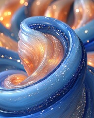 Poster - Swirling blue and orange abstract art digital creation modern aesthetics vibrant colors close-up visual harmony