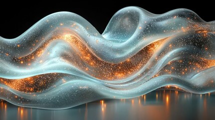 Poster - Dynamic abstract wave art virtual gallery digital artwork futuristic design close-up fluid motion concept for impactful seo