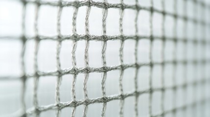Close-up of a grey net texture with blurred background.