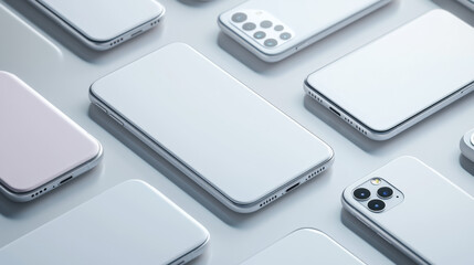 Poster - Realistic phone mockups.  These are 3D templates showing different views of future smartphones.  Perfect for design projects.