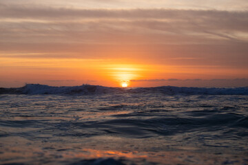 Wall Mural - sunrise on the sea horizon.