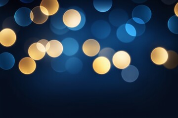 Wall Mural - Abstract glowing bokeh golden lights in the dark blue with a mix of bright colors patterns resembling a festive holiday celebration