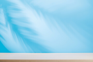 Aufkleber - Template with empty table and wall with natural plant shadow and sunny glare