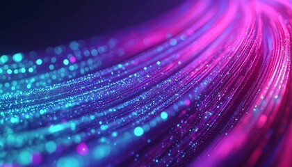 Poster - Vibrant abstract lines of light showcasing a blend of blue and purple hues, perfect for digital backgrounds.