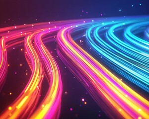 Poster - Vibrant lines of colorful light flow smoothly, creating a mesmerizing abstract background that captivates and inspires.