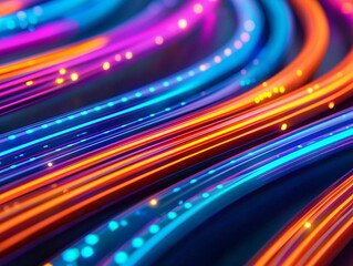 Poster - A vibrant abstract display of colorful light trails swirling in dynamic patterns, perfect for digital backgrounds.