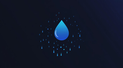 Poster - A simple blue raindrop icon predicts rain.  It's a weather symbol, part of a web design.