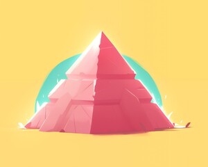 Wall Mural - pink pyramid in a minimalist landscape.