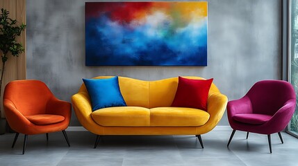 Wall Mural - Colorful sofa set