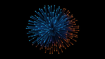 Poster - Colorful Abstract Illustration of Radiating Lines and Dots in Blue and Orange