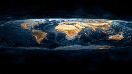 Poster - A global map hologram showcasing the projected effects of global warming over the next century providing a visualization of climate predictions and their potential impact on the world