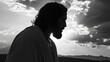 © Taisiia - Silhouette of Jesus on white isolated background