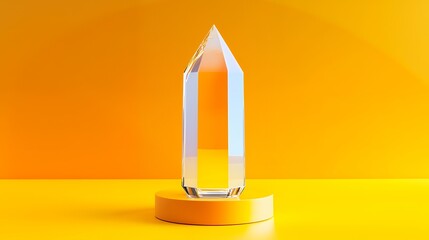 Wall Mural - crystal point on vibrant yellow background.