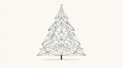 Poster - Geometric outline of a Christmas tree with minimalist design