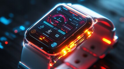 Poster - Futuristic smartwatch with vibrant interface.