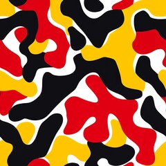Wall Mural - abstract camouflage pattern in red, yellow, and black.