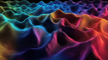 Poster - Abstract Colorful Waves of Light and Texture on Dark Background