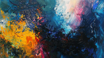 Wall Mural - layers of paint applied with reckless abandon in an action painting, creating a textured and dynamic