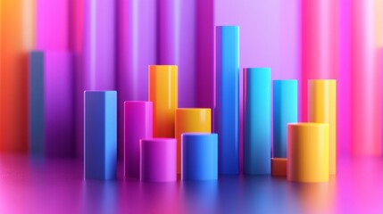 Poster - Colorful Cylinders on Bright Background in Vibrant Abstract Setting