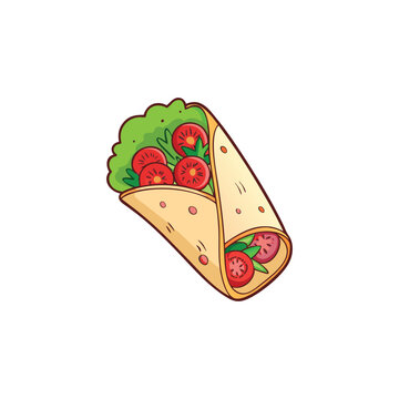 Mexican Food Shawarma Illustration Clip Art Vector Set, Shawarma Sandwich Food Delicious And Tasty Taco Fast Food Illustration, Pizza Mexico Refreshment Vegetable Food