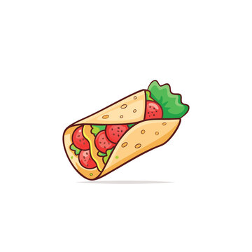 Mexican Food Shawarma Illustration Clip Art Vector Set, Shawarma Sandwich Food Delicious And Tasty Taco Fast Food Illustration, Pizza Mexico Refreshment Vegetable Food