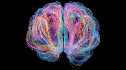 Poster - Colorful Abstract Representation of Human Brain Neural Connections