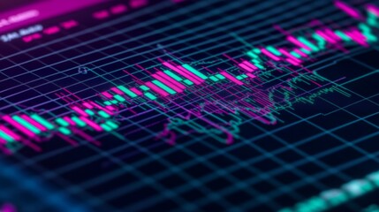 Poster - Colorful Digital Stock Market Data Analytics Display on Screen