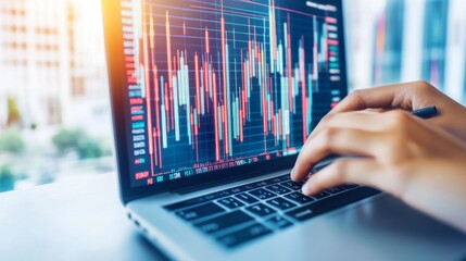 Poster - Financial Analysis on Laptop with Stock Market Data Visualization