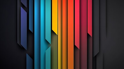 Wall Mural - Vibrant rainbow stripes on a dark background. Abstract art.