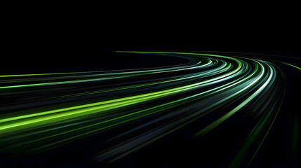 Poster - Dynamic streaks of bright green light create an abstract, vibrant backdrop emphasizing speed and movement in a dark environment