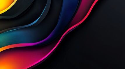 Wall Mural - Abstract art: vibrant waves of color on a dark background.