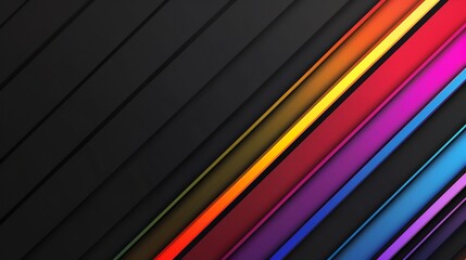 Wall Mural - Vibrant diagonal stripes on a dark background. A bold and colorful abstract design.
