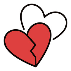 Poster - 2 Broken Hearts vector Love Sorrow colored icon