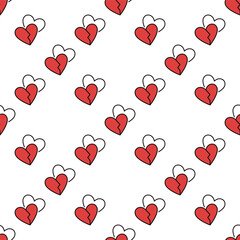 Poster - 2 Broken Hearts vector Love Sorrow colored modern seamless pattern